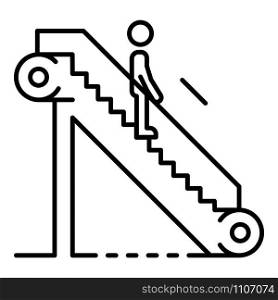 Man escalator down icon. Outline man escalator down vector icon for web design isolated on white background. Man escalator down icon, outline style