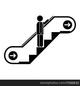 Man escalator up icon. Simple illustration of man escalator up vector icon for web design isolated on white background. Man escalator up icon, simple style