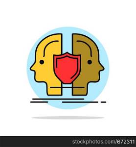 Man, Face, Dual, Identity, Shield Abstract Circle Background Flat color Icon