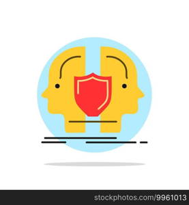 Man, Face, Dual, Identity, Shield Abstract Circle Background Flat color Icon