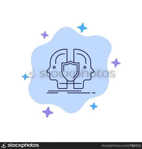 Man, Face, Dual, Identity, Shield Blue Icon on Abstract Cloud Background