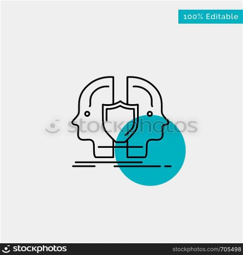Man, Face, Dual, Identity, Shield turquoise highlight circle point Vector icon