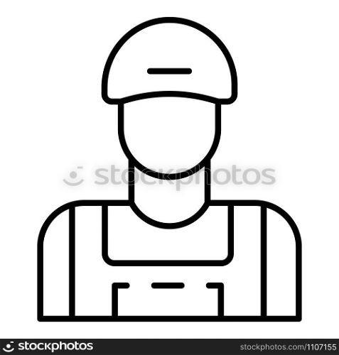 Man face petrol station icon. Outline man face petrol station vector icon for web design isolated on white background. Man face petrol station icon, outline style