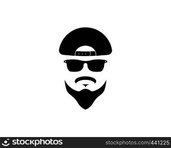 man face with beard and cap logo template vector icon illustration design