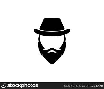 man face with beard and cap logo template vector icon illustration design