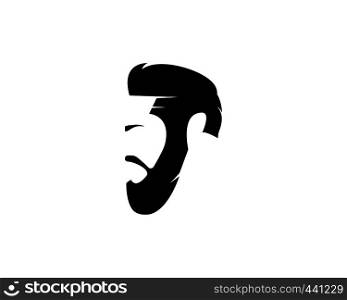 man face with beard logo template vector icon illustration design