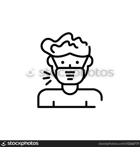 Man face with mask linear icon. Vector EPS 10
