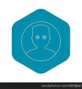 Man face with wide eyed icon. Outline illustration of man face with wide eyed vector icon for web. Man face with wide eyed icon, outline style