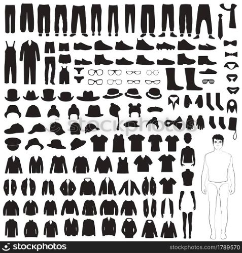 man fashion icons,vector isolated clothing silhouette