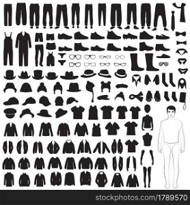 man fashion icons,vector isolated clothing silhouette