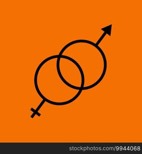Man Female Symbol Icon. Black on Orange Background. Vector Illustration.