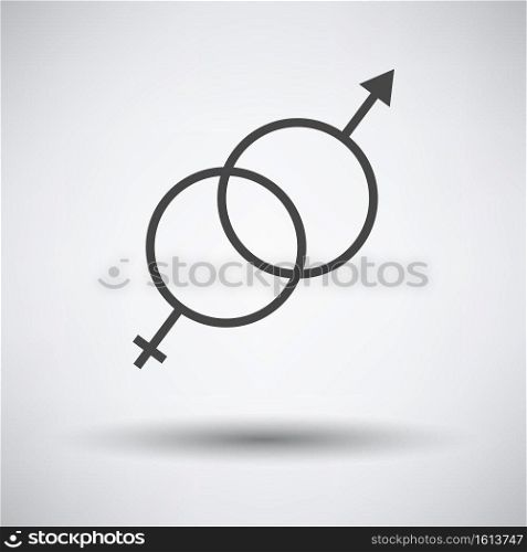Man Female Symbol Icon. Dark Gray on Gray Background With Round Shadow. Vector Illustration.