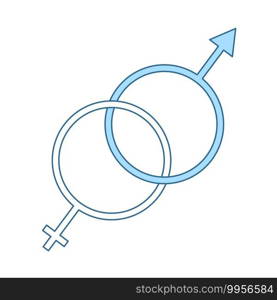 Man Female Symbol Icon. Thin Line With Blue Fill Design. Vector Illustration.