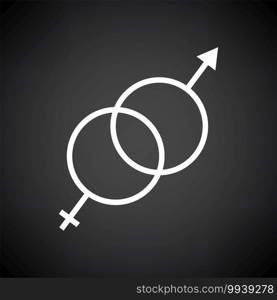 Man Female Symbol Icon. White on Black Background. Vector Illustration.