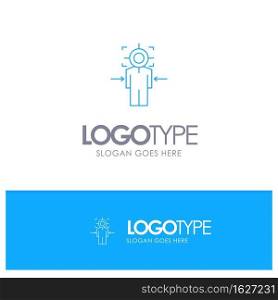Man, Focus, Target, Achieve, Goal Blue outLine Logo with place for tagline