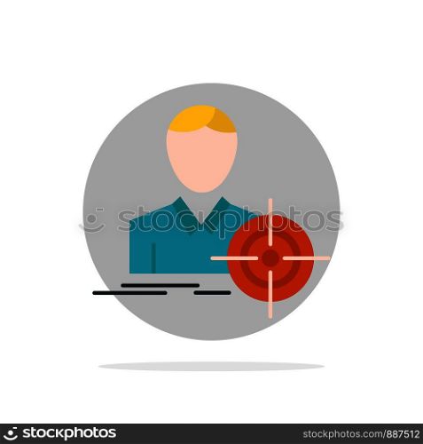 Man, Focus, Target, Goal Abstract Circle Background Flat color Icon