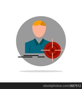 Man, Focus, Target, Goal Abstract Circle Background Flat color Icon