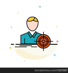 Man, Focus, Target, Goal Abstract Flat Color Icon Template