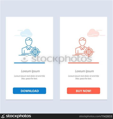 Man, Focus, Target, Goal Blue and Red Download and Buy Now web Widget Card Template