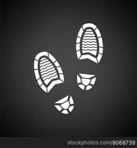 Man footprint icon. Black background with white. Vector illustration.