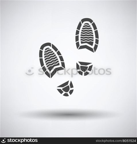 Man footprint icon on gray background with round shadow. Vector illustration.