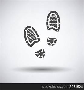 Man footprint icon on gray background with round shadow. Vector illustration.