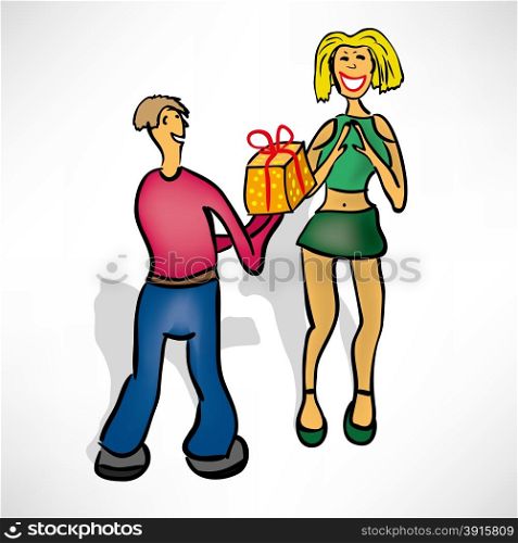 Man gives girl a gift