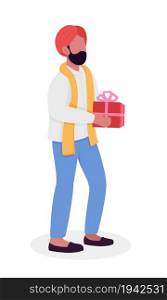 Man giving Diwali gift semi flat color vector character. Posing figure. Full body person on white. Celebration isolated modern cartoon style illustration for graphic design and animation. Man giving Diwali gift semi flat color vector character
