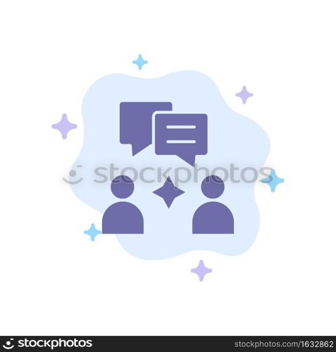 Man, Group, Chatting Blue Icon on Abstract Cloud Background