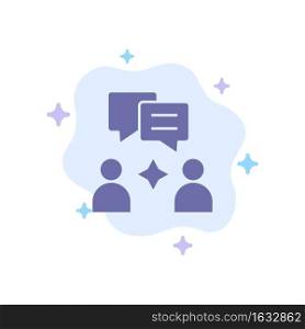 Man, Group, Chatting Blue Icon on Abstract Cloud Background