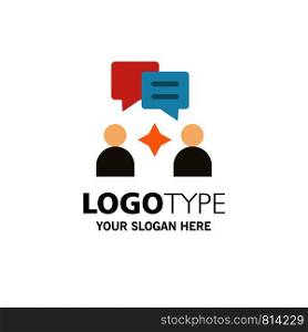 Man, Group, Chatting Business Logo Template. Flat Color