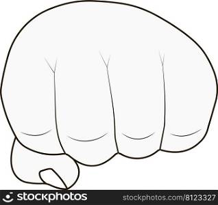 Man hand clenched into fist, outlines, concept strength courage opposition