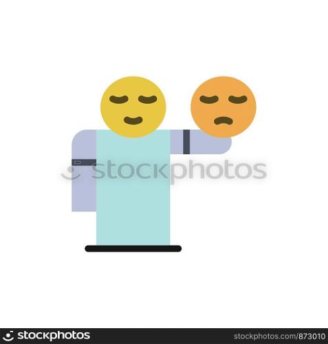 Man, Hand, Emojis, Healthcare Flat Color Icon. Vector icon banner Template