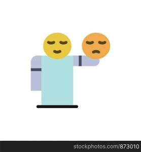 Man, Hand, Emojis, Healthcare Flat Color Icon. Vector icon banner Template