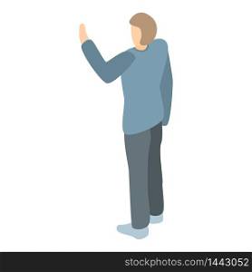 Man hand up icon. Isometric of man hand up vector icon for web design isolated on white background. Man hand up icon, isometric style