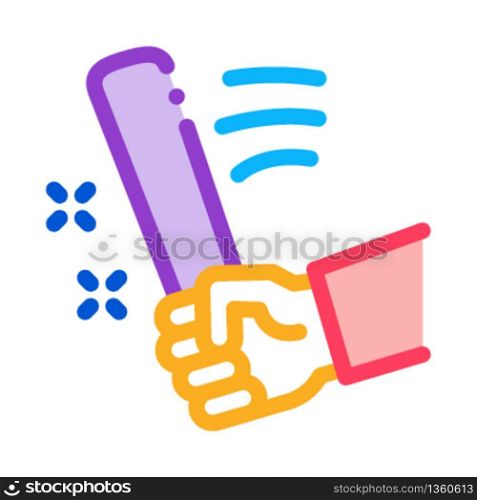 man hand with bat icon vector. man hand with bat sign. color symbol illustration. man hand with bat icon vector outline illustration