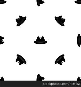 Man hat pattern repeat seamless in black color for any design. Vector geometric illustration. Man hat pattern seamless black