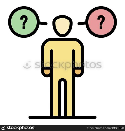 Man haves questions icon. Outline man haves questions vector icon color flat isolated. Man haves questions icon color outline vector