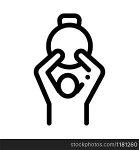 Man Hold Weight Icon Vector. Outline Man Hold Weight Sign. Isolated Contour Symbol Illustration. Man Hold Weight Icon Vector Outline Illustration