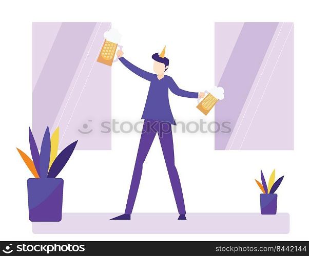 Man holding beer flat design