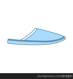 Man Home Slipper Icon. Thin Line With Blue Fill Design. Vector Illustration.