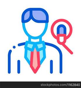 Man Host With Microphone Icon Vector. Outline Man Host With Microphone Sign. Isolated Contour Symbol Illustration. Man Host With Microphone Icon Outline Illustration