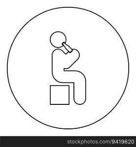 Man human drinking water alcohol beer from bottle sitting position icon in circle round black color vector illustration image outline contour line thin style simple. Man human drinking water alcohol beer from bottle sitting position icon in circle round black color vector illustration image outline contour line thin style