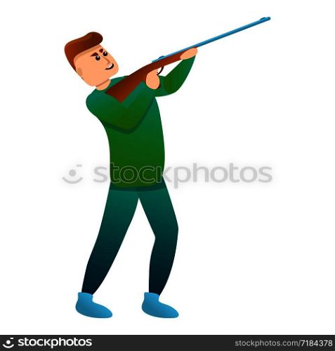 Man hunter shooting icon. Cartoon of man hunter shooting vector icon for web design isolated on white background. Man hunter shooting icon, cartoon style