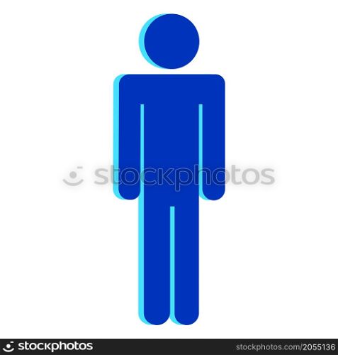 Man icon. Blue sign. Human silhouette. Flat design. App element. Standing person. Vector illustration. Stock image. EPS 10.. Man icon. Blue sign. Human silhouette. Flat design. App element. Standing person. Vector illustration. Stock image.