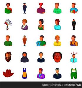 Man icons set. Cartoon set of 25 man vector icons for web isolated on white background. Man icons set, cartoon style