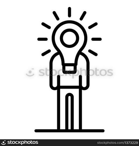 Man idea bulb icon. Outline man idea bulb vector icon for web design isolated on white background. Man idea bulb icon, outline style