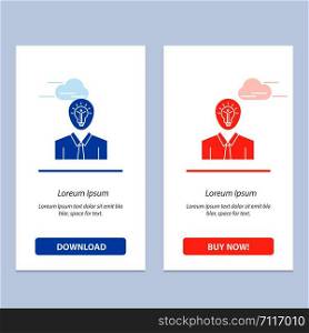 Man, Idea, Success, Light, Growth Blue and Red Download and Buy Now web Widget Card Template