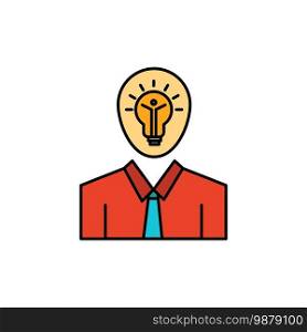 Man, Idea, Success, Light, Growth  Flat Color Icon. Vector icon banner Template