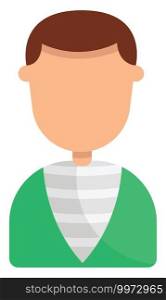 Man in a green vest, illustration, vector on white background.